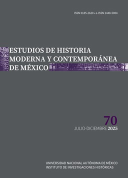 Portada del número 70 (julio-diciembre 2025) de Estudios de Historia Moderna y Contemporánea de México